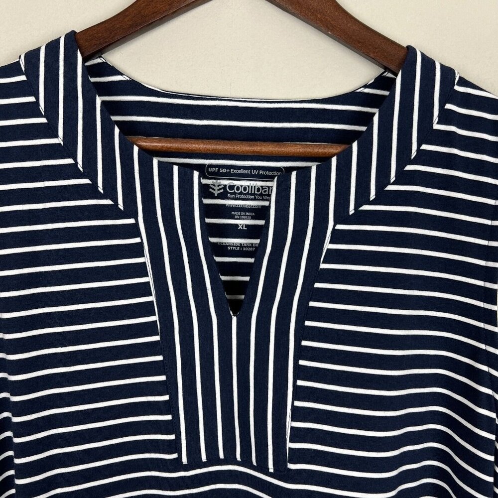 Coolibar Oceanside Tank Dress Womens XL Navy Blue Stripe Sleeveless UPF 50+ New - Picture 4 of 14